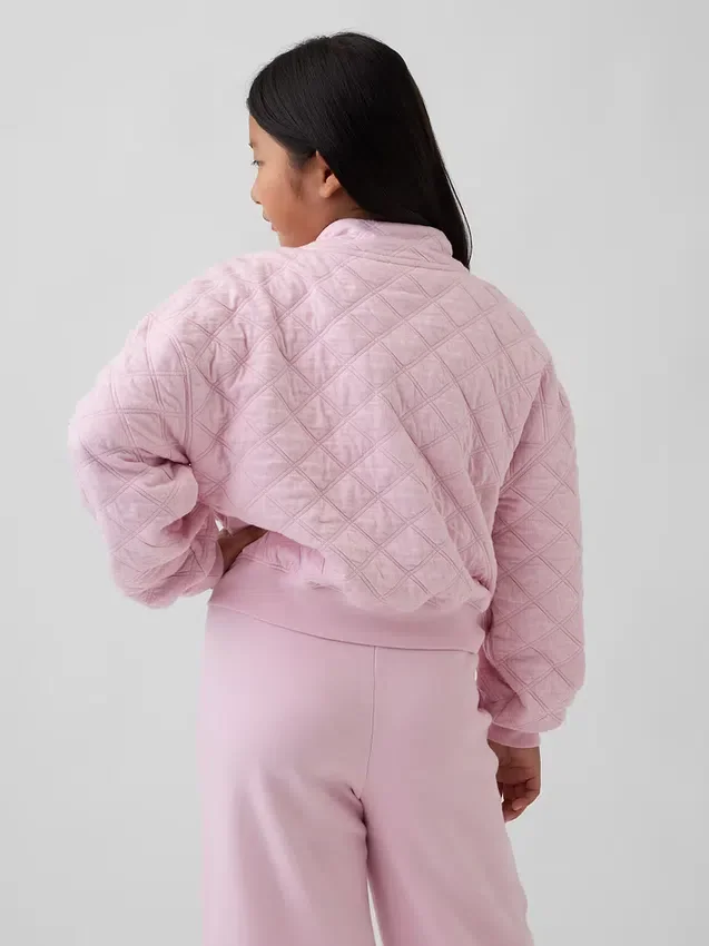 Oversized vattert jakke med glidelås for barn