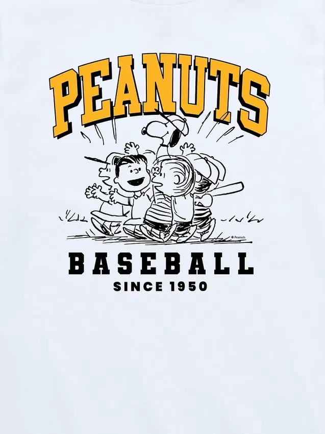 Peanuts-baseball-T-skjorte med korte ermer for småbarn