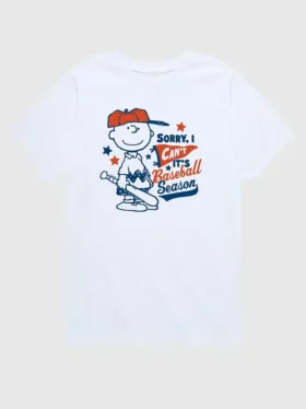 Peanuts-baseball-T-skjorte med korte ermer for småbarn: «Charlie Brown Sorry I Cant»