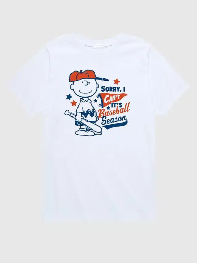 Peanuts-baseball-T-skjorte med korte ermer for småbarn: «Charlie Brown Sorry I Cant»