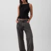 Peplum-top i bomullsgasbind med smock i midjen