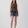 Peplum-top i bomullsgasbind med smock i midjen