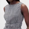 Peplum-top i bomullsgasbind med smock i midjen