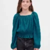 Peplum-top i krøllet stoff til barn