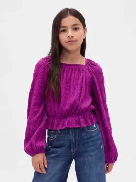 Peplum-top i krøllet stoff til barn
