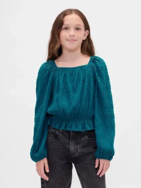 Peplum-top i krøllet stoff til barn