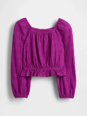 Peplum-top i krøllet stoff til barn
