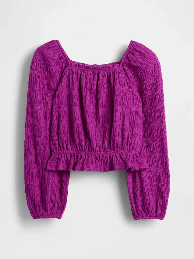Peplum-top i krøllet stoff til barn