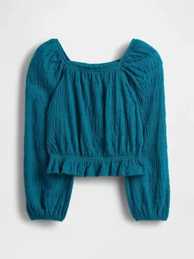Peplum-top i krøllet stoff til barn