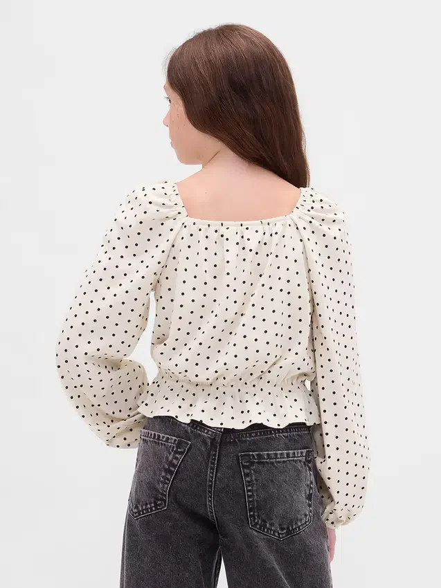 Peplum-top i krøllet stoff til barn