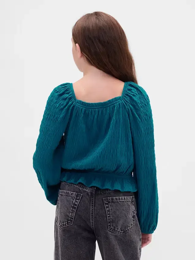 Peplum-top i krøllet stoff til barn