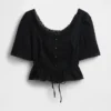 Peplum-top med blonderkant