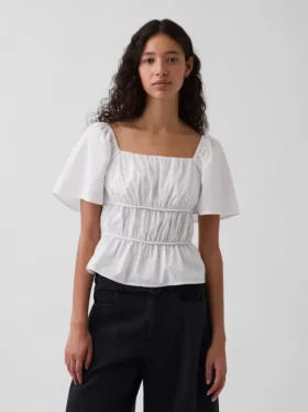 Peplum-top med firkantet hals