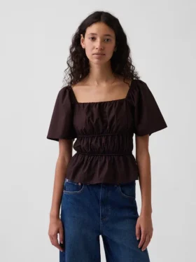 Peplum-top med firkantet hals