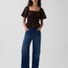 Peplum-top med firkantet hals