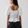 Peplum-top med firkantet hals