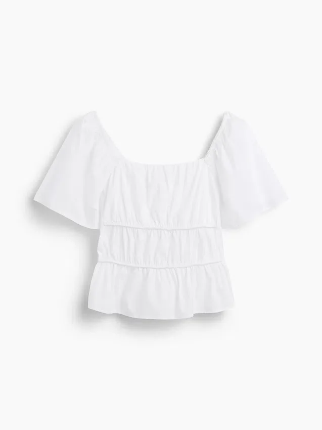 Peplum-top med firkantet hals