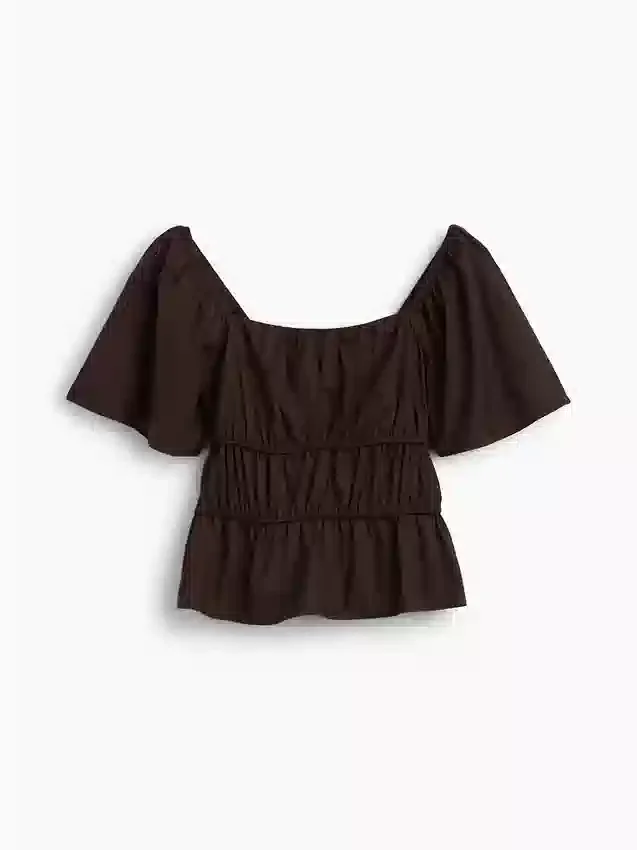 Peplum-top med firkantet hals