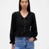 Peplum-top med krage og V-hals