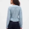 Peplum-top med krage og V-hals