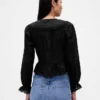 Peplum-top med krage og V-hals