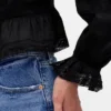 Peplum-top med krage og V-hals