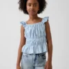 Peplum-top med smock og flagrende ermer for barn