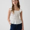 Peplum-top med smock og flagrende ermer for barn