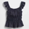 Peplum-top med smock og flagrende ermer for barn