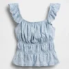 Peplum-top med smock og flagrende ermer for barn