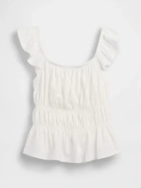 Peplum-top med smock og flagrende ermer for barn