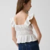 Peplum-top med smock og flagrende ermer for barn