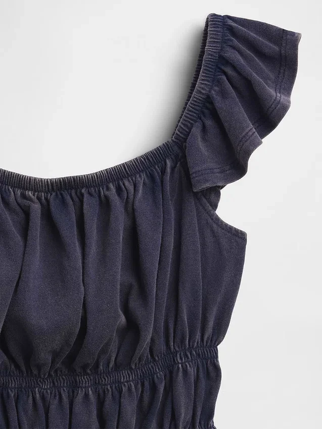 Peplum-top med smock og flagrende ermer for barn