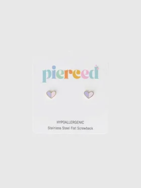 Pierced Co Heart Duo-øreringer med skruelås
