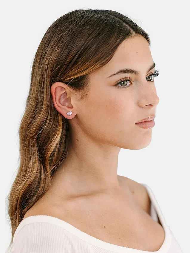 Pierced Co Heart Duo-øreringer med skruelås