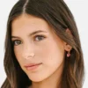 Pierced Co Hot Pink Flower-anheng til Huggie-øreringer