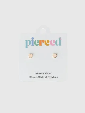 Pierced Co små øreringer med skruelås i form av et ferskenfarget hjerte