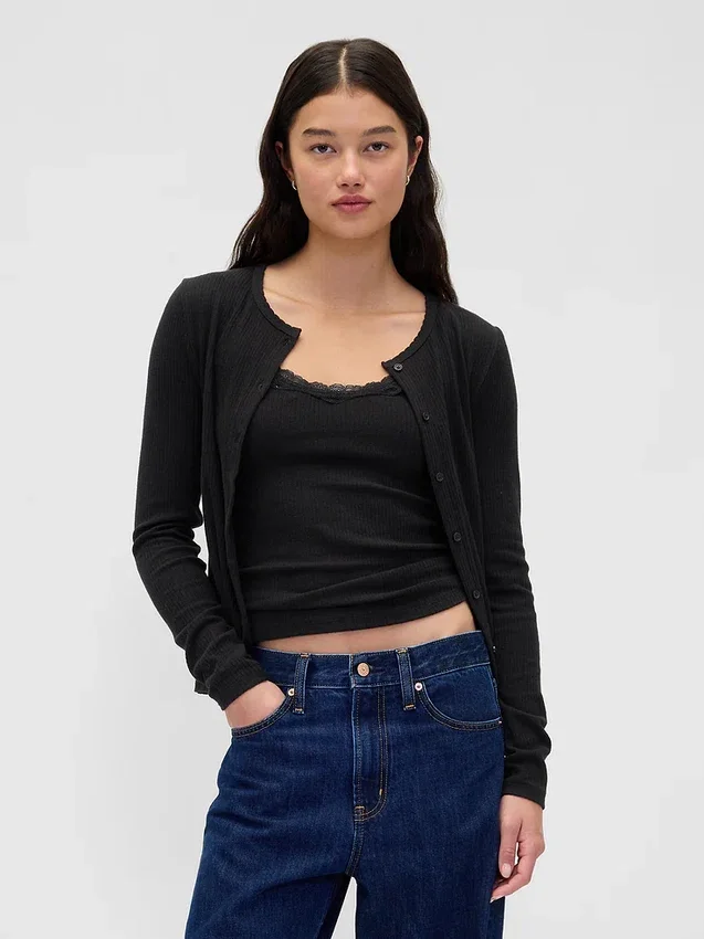 Pointelle-cardigan