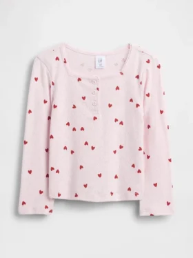 Pointelle-henley-top for Baby og Småbarn