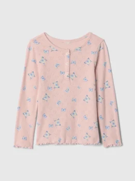 Pointelle-henley-top for Baby og Småbarn