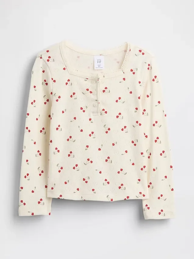 Pointelle-henley-top for Baby og Småbarn