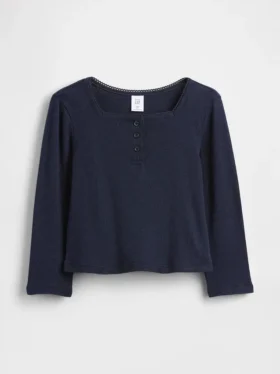 Pointelle-henley-top for Baby og Småbarn
