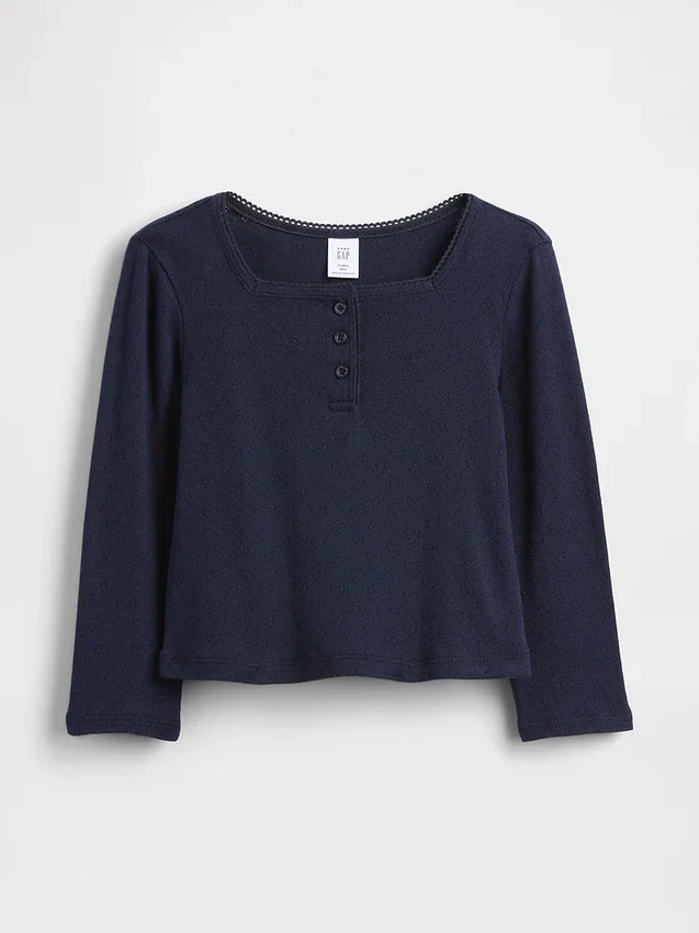 Pointelle-henley-top for Baby og Småbarn