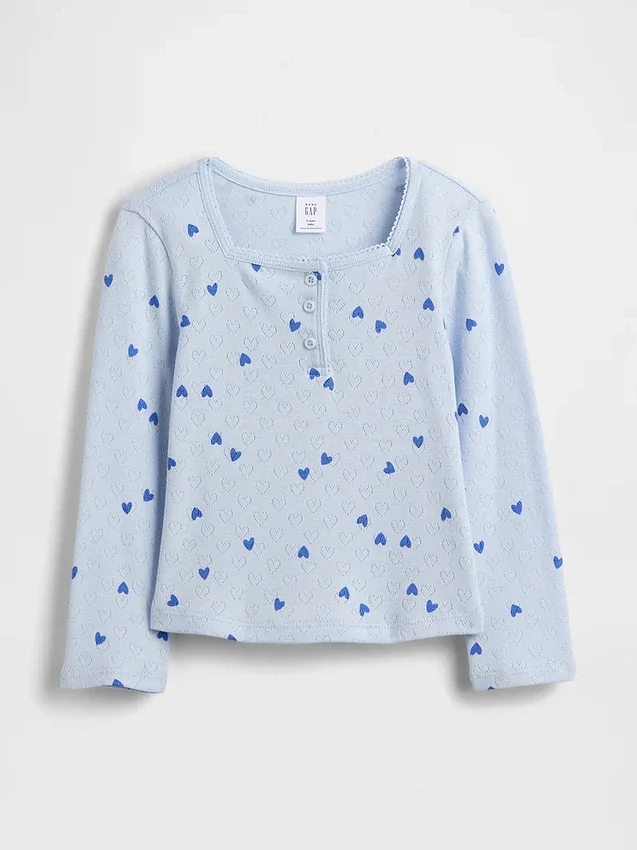 Pointelle-henley-top for Baby og Småbarn