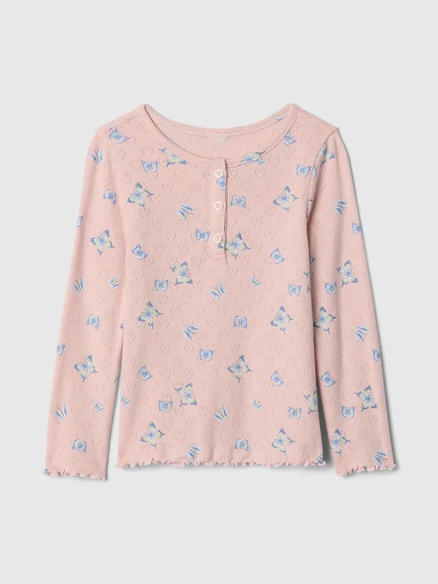 Pointelle-henley-top for Baby og Småbarn