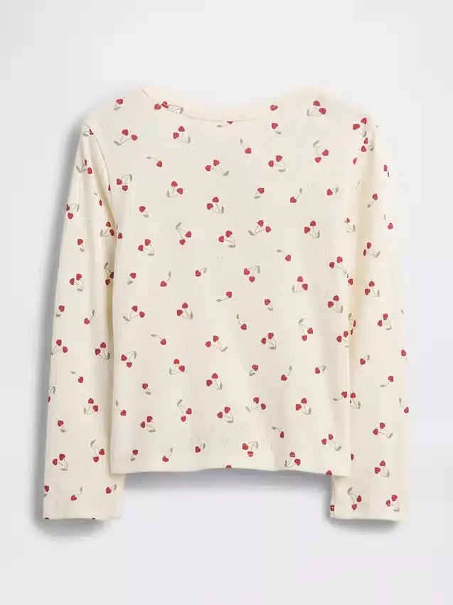 Pointelle-henley-top for Baby og Småbarn