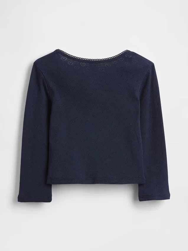 Pointelle-henley-top for Baby og Småbarn