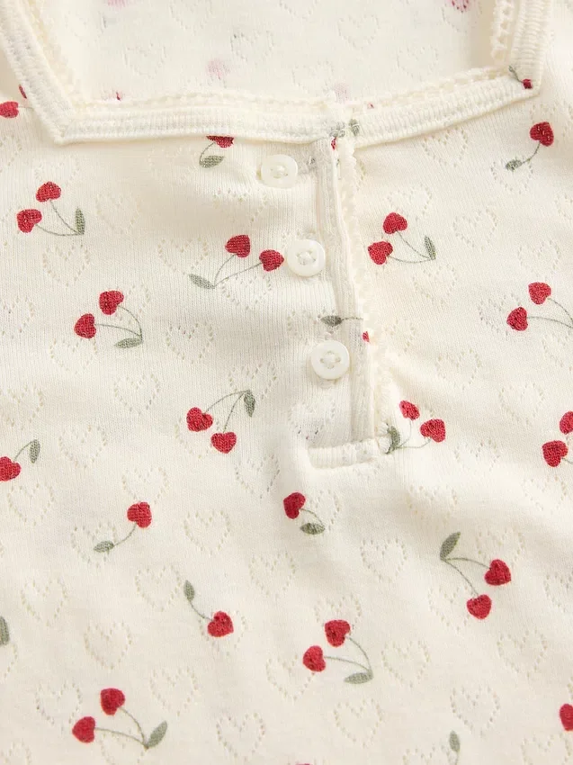 Pointelle-henley-top for Baby og Småbarn