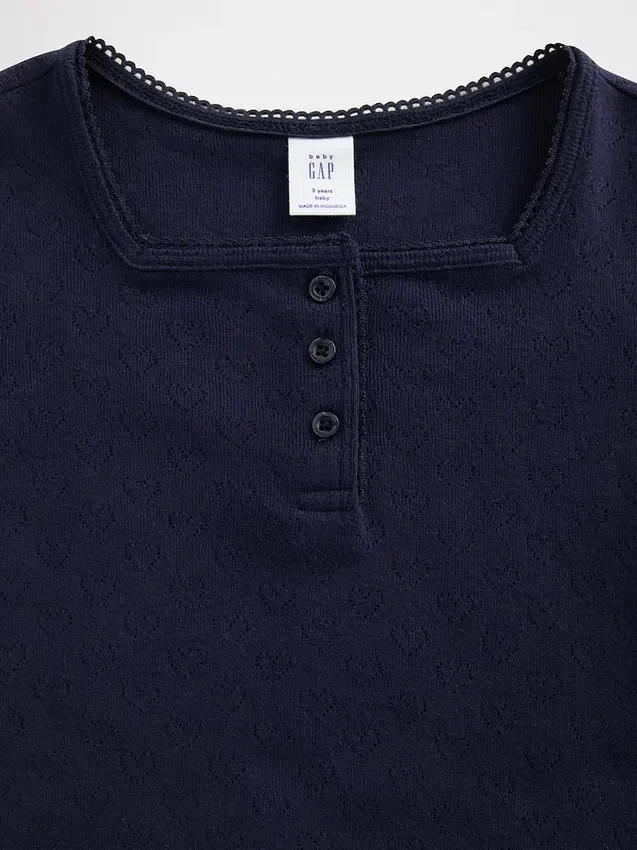 Pointelle-henley-top for Baby og Småbarn
