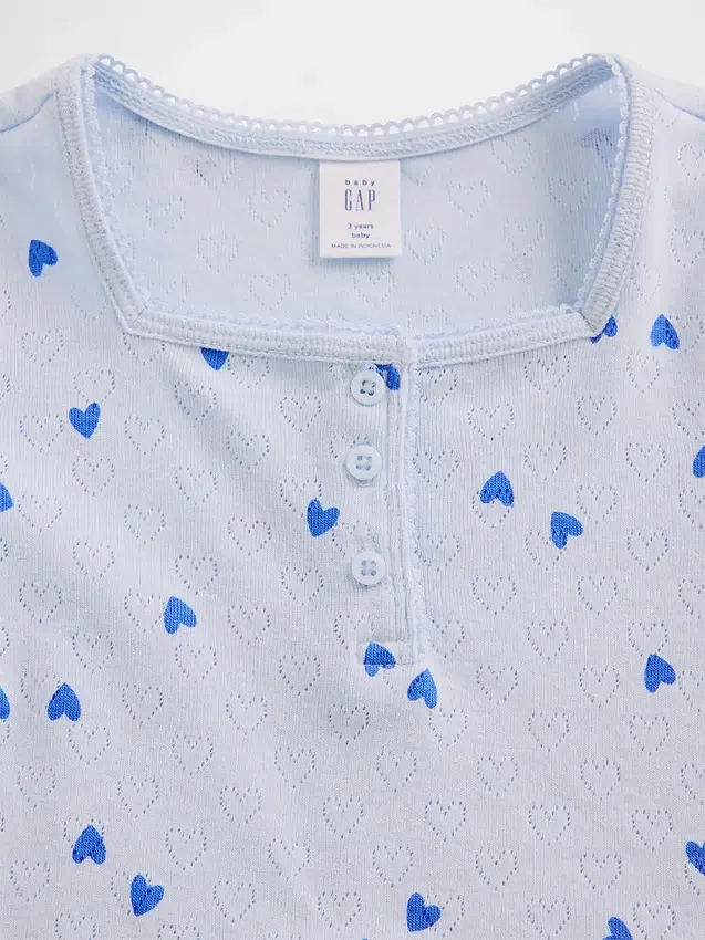 Pointelle-henley-top for Baby og Småbarn